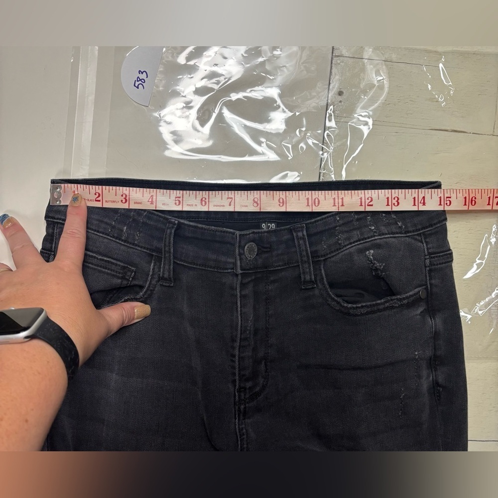 Judy Blue Jeans Womens 9/29 Skinny Fit Distressed Buffalo Plaid Dark Gray Wash - Picture 4 of 8